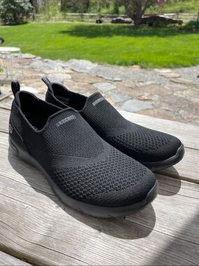 Skechers Black Slip-On Mesh Loafers